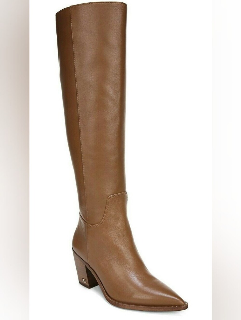 Sam Edelman Lindsey Chocolate Studded Pointed Toe Knee High Leather Boot